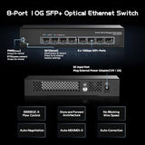 8 Port 10 Gigabit Sfp+ Managed Switch, Supports 1G/10G Sfp+ Module, 160Gbps Bandwidth, Web L3 Managed, Fanless Fiber Desktop Network Switch Metal