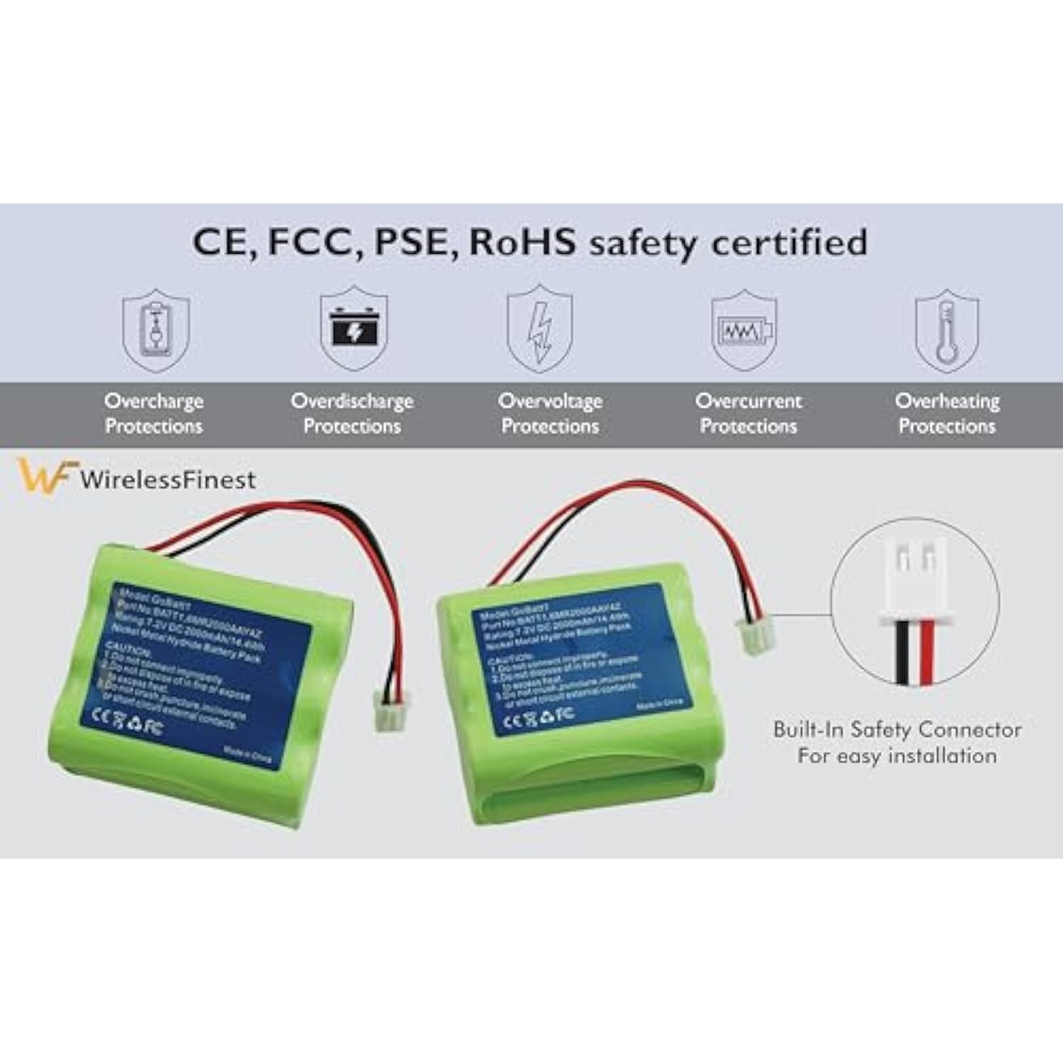 2000Mah Backup Battery Replacement For 2Gig Batt1, Batt1X, Batt2X, 6Mr2000Aay4Z, Gc2 2Gig-Cntrl2 2Gig-Cp2, Gckit311, 228844, Go Control Security Panel Alarm System 10-000013-001, Linear Pers-4200