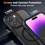 Strong Magnetic Case For Iphone 14 Pro Max,[Compatible With Magsafe][Military-Grade Protection] Translucent Matte Slim Shockproof Protective Phone Cover For Women Men-Forest Black