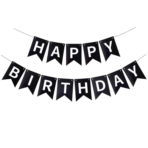 Soccer Happy Birthday Banner, Black Soccer Birthday Sign for Boys Girls Fans Party Decoration