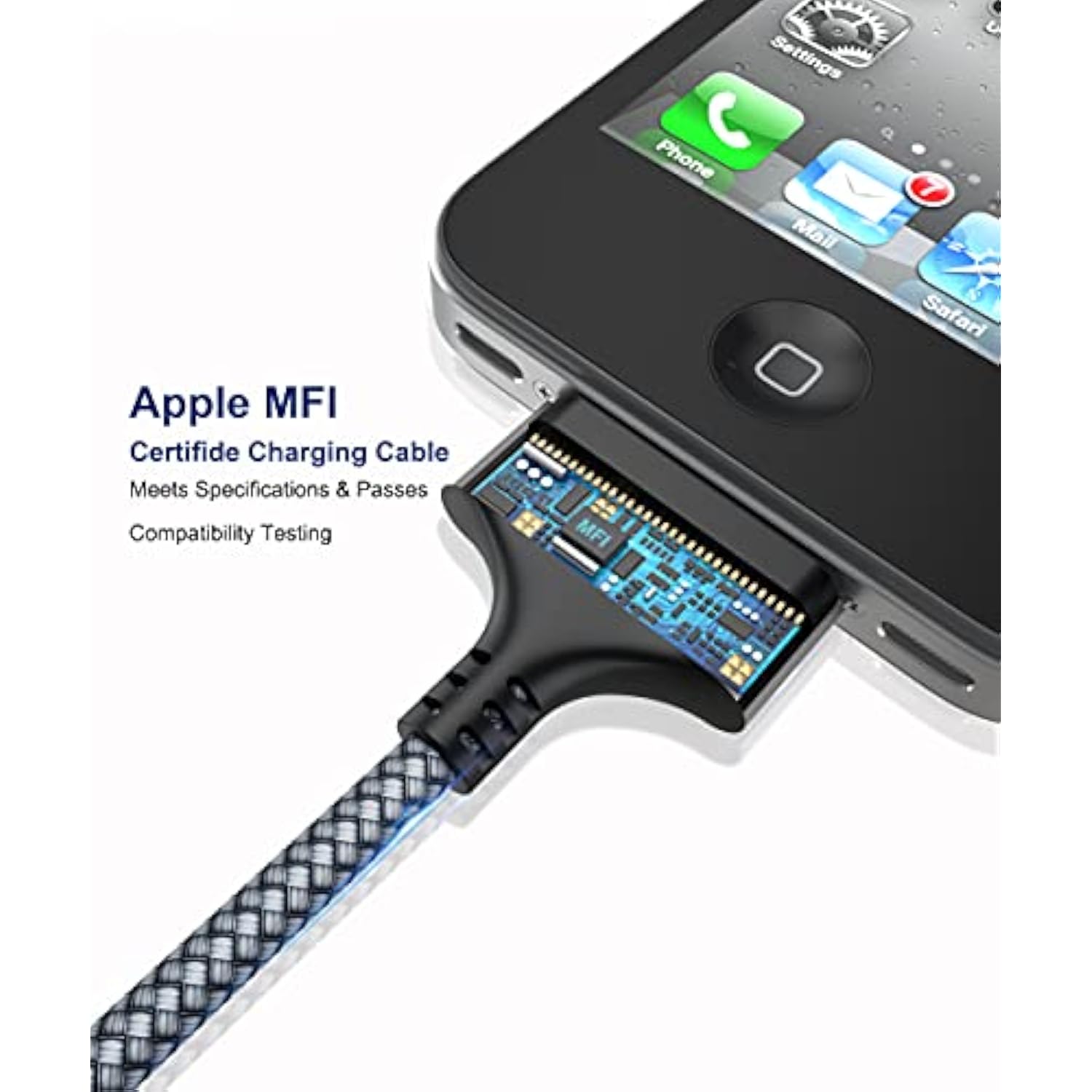 30 Pin Usb Charging Cable 10Ft 2 Pack, Usb Sync Charging Cord For Iphone 4 4S, Iphone 3G 3Gs, Ipad 1 2 3 Ipod Touch 4 3 2 1, Ipod Classic 3 2 1, Grey