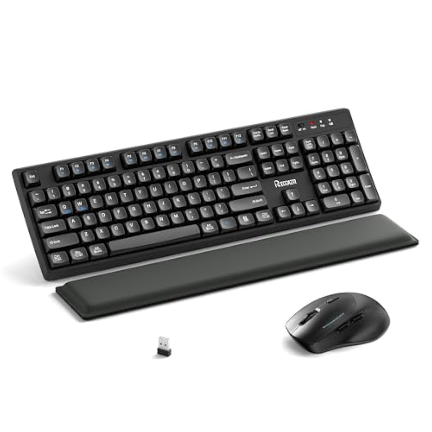 Wireless Keyboard And Mouse Combo With Wrist Rest, 2.4G Full-Sized Keyboard And Mouse Cordless, 3 Dpi Adjustable Silent Mouse, Dual-System Keyboard For Computer/Laptop/Windows/Mac(Black)