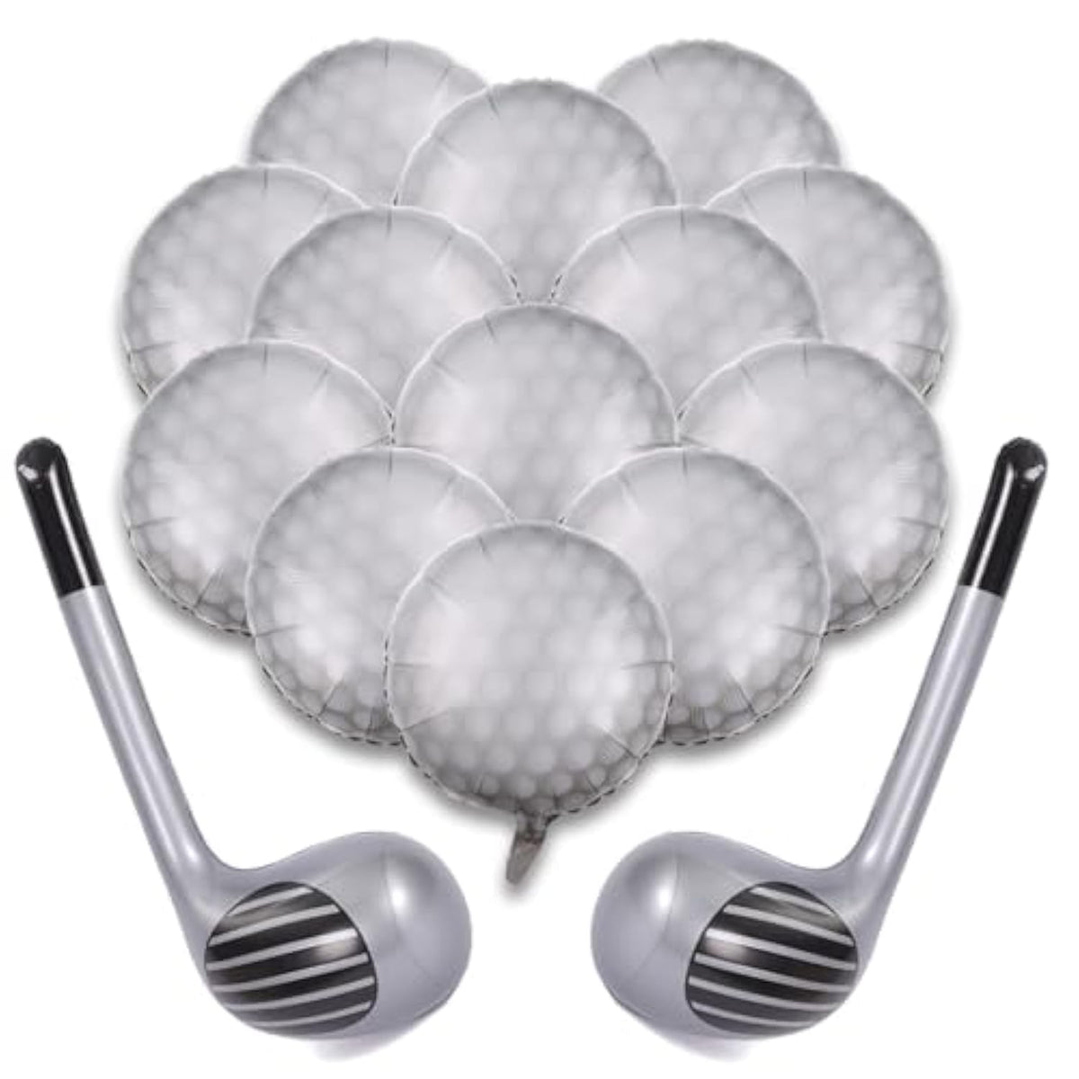 15Pcs Golf Balloons Sports Party Decor with 13pcs 18-Inch Balloons & 2 Golf Clubs