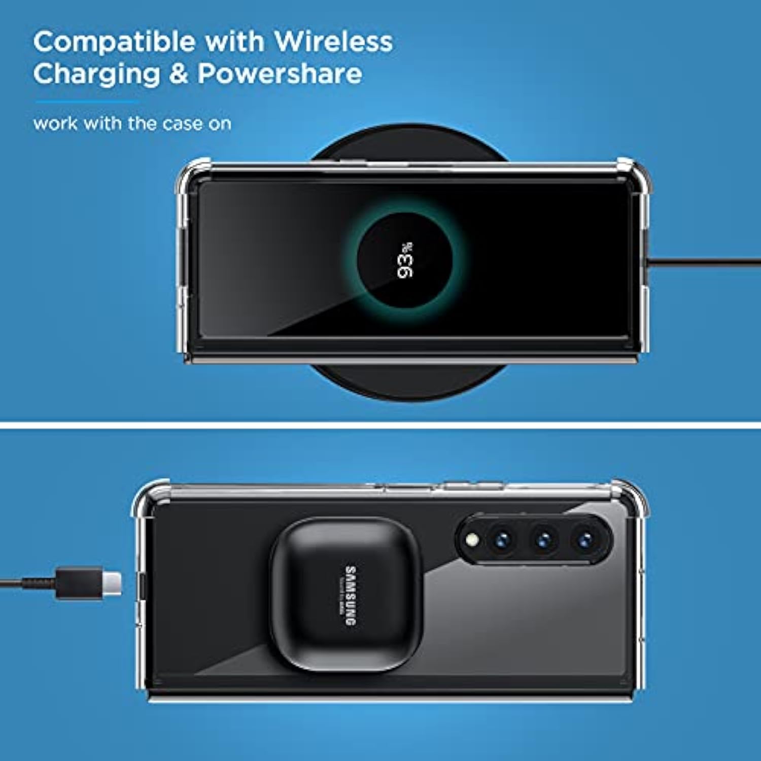 For Samsung Galaxy Z Fold 3 5G Case [Enhanced Corner Protection] Non-Yellowing Crystal Soft Tpu Bumper Shockproof Hard Clear Back Cover 2021