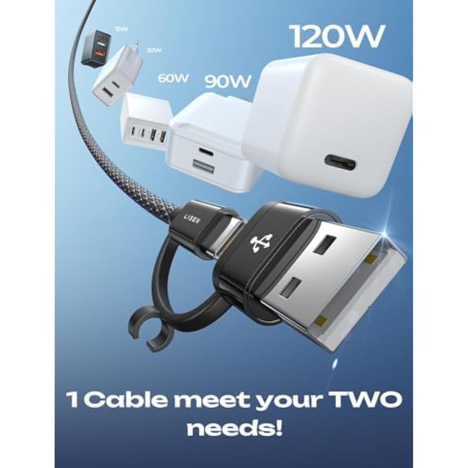 Type C Charger Cable, 60W Usb C For Iphone Charger, Fast Charging Usb A To Usb C Cable For Apple Fit Iphone 16 15 Pro Max Plus Ipad Pro/Air Macbook Samsung, 3.3Ft/2 Pack/Black