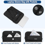 MOSISO 360 Protective Laptop Case 13.3 inch, 13-14 inch Puffy Laptop Sleeve Compatible with MacBook Air 13 13.6/Pro 13/14, HP Dell Acer ASUS, Gourd Shaped Quilted Bag with Pockets&Handle&Belt, Black