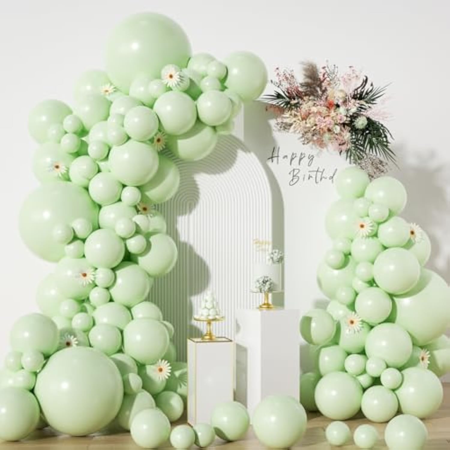 134pcs Pastel Green Balloon Garland Kit for Baby Shower, Wedding & Birthday Decor