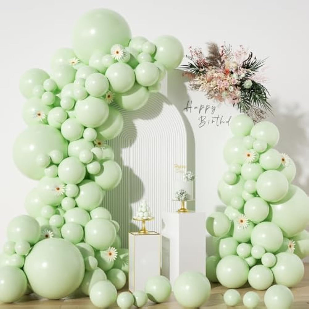 134pcs Pastel Green Balloon Garland Kit for Baby Shower, Wedding & Birthday Decor