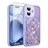 Magnetic for iPhone 17 Case with Screen Protector [Compatible with MagSafe] Pretty Flower Floral Pattern Design, Shockproof Slim Cover for Women