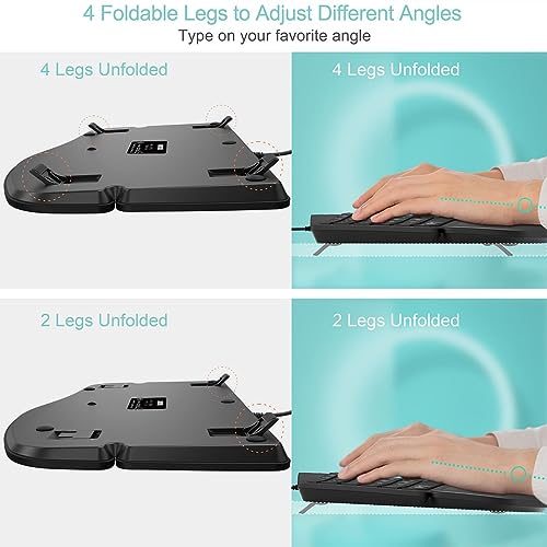Ergonomic Usb Wired Keyboard With Cushioned Wrist & Palm Rest, Backlit 7 Colors & Adjustable Brightness Comfortable Natural Split Keyboard With 6 Feet Wire For Windows Computer Desktop Laptop