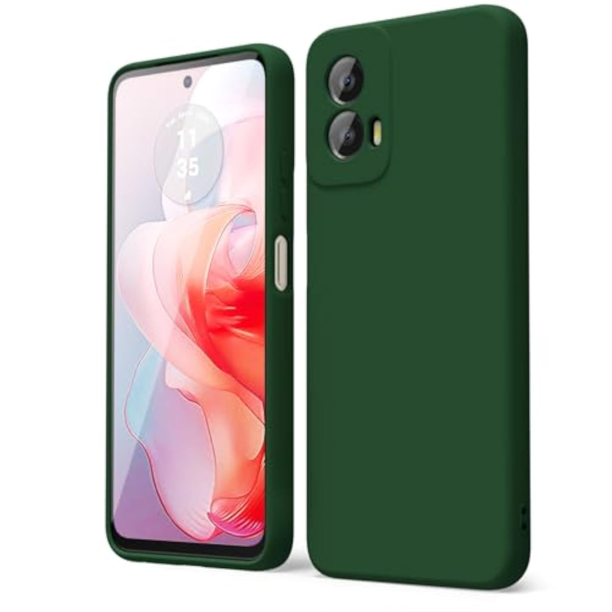 Motorola Moto G Power 5G 2024 Phone Case - Liquid Silicone, Thin Slim Soft Rubber Gel TPU Plain Simple Cover for Women and Girls, Matte Solid Dark Green Color