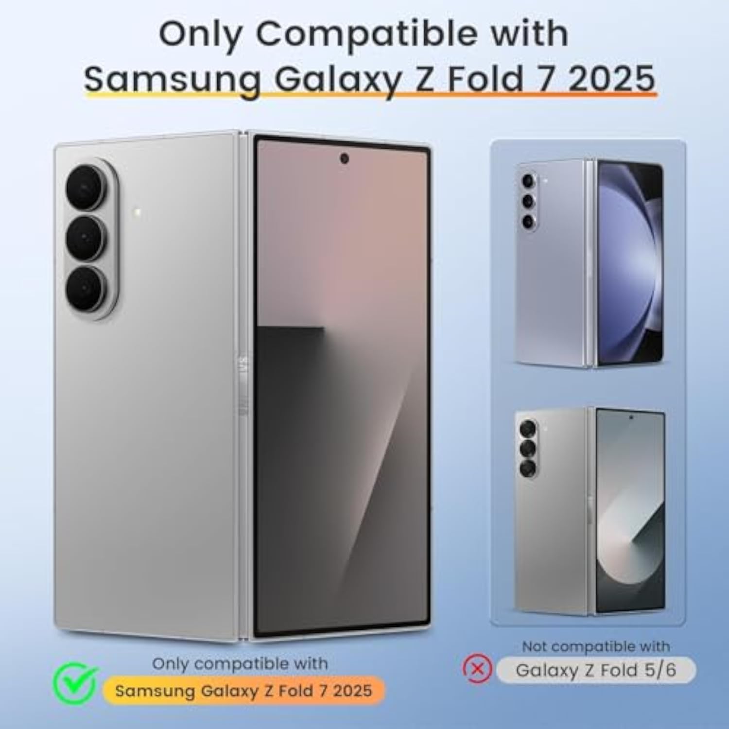Galaxy Z Fold 7 Phone Case with Screen Protector and Stand, Orange