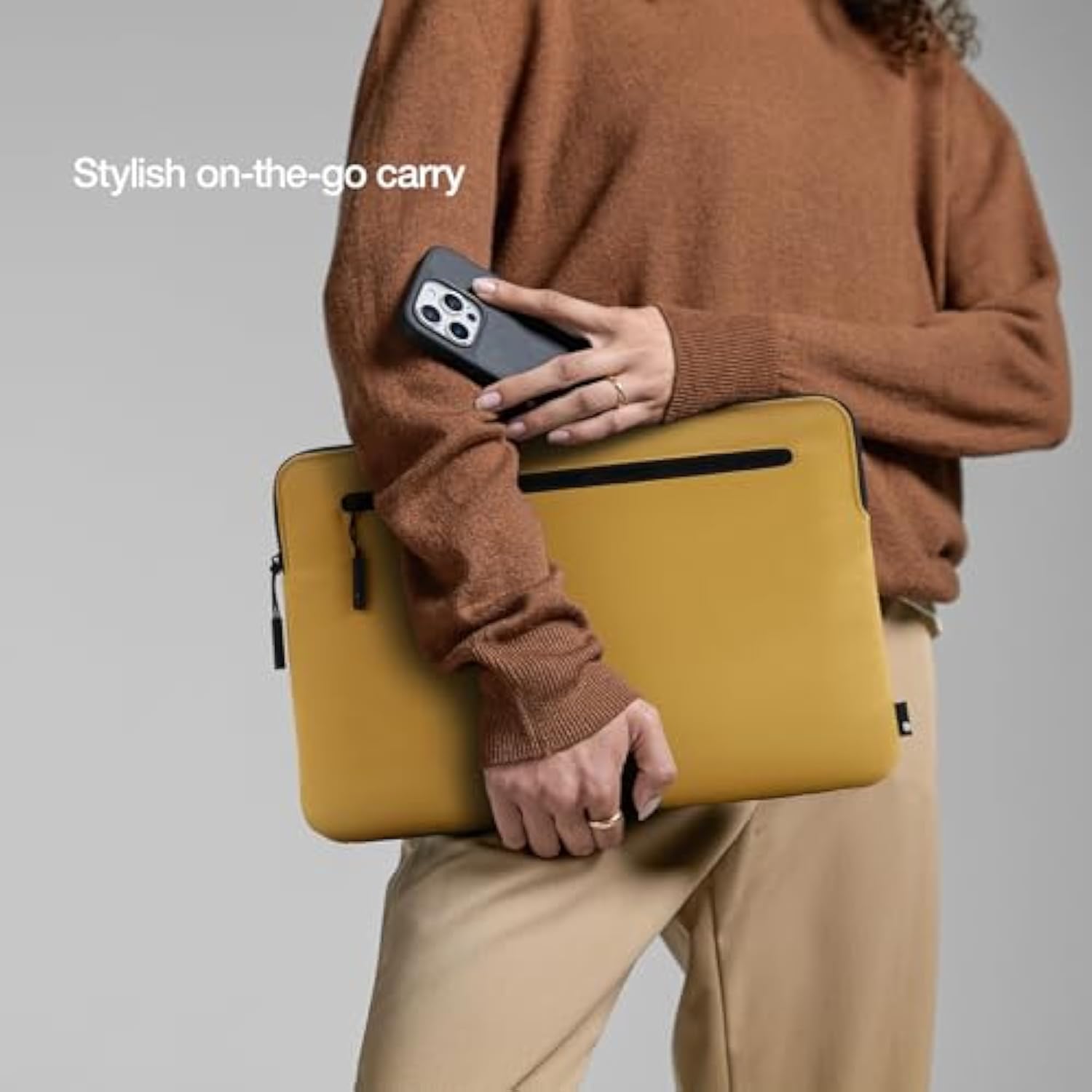 Incase Compact Laptop Sleeve with Flight Nylon - 13 inch Laptop Sleeve for MacBook Air - Faux Fur Lining, Lightweight, Durable, Weather Resistant, Slip Pocket for Accessories - Sunflower Yellow