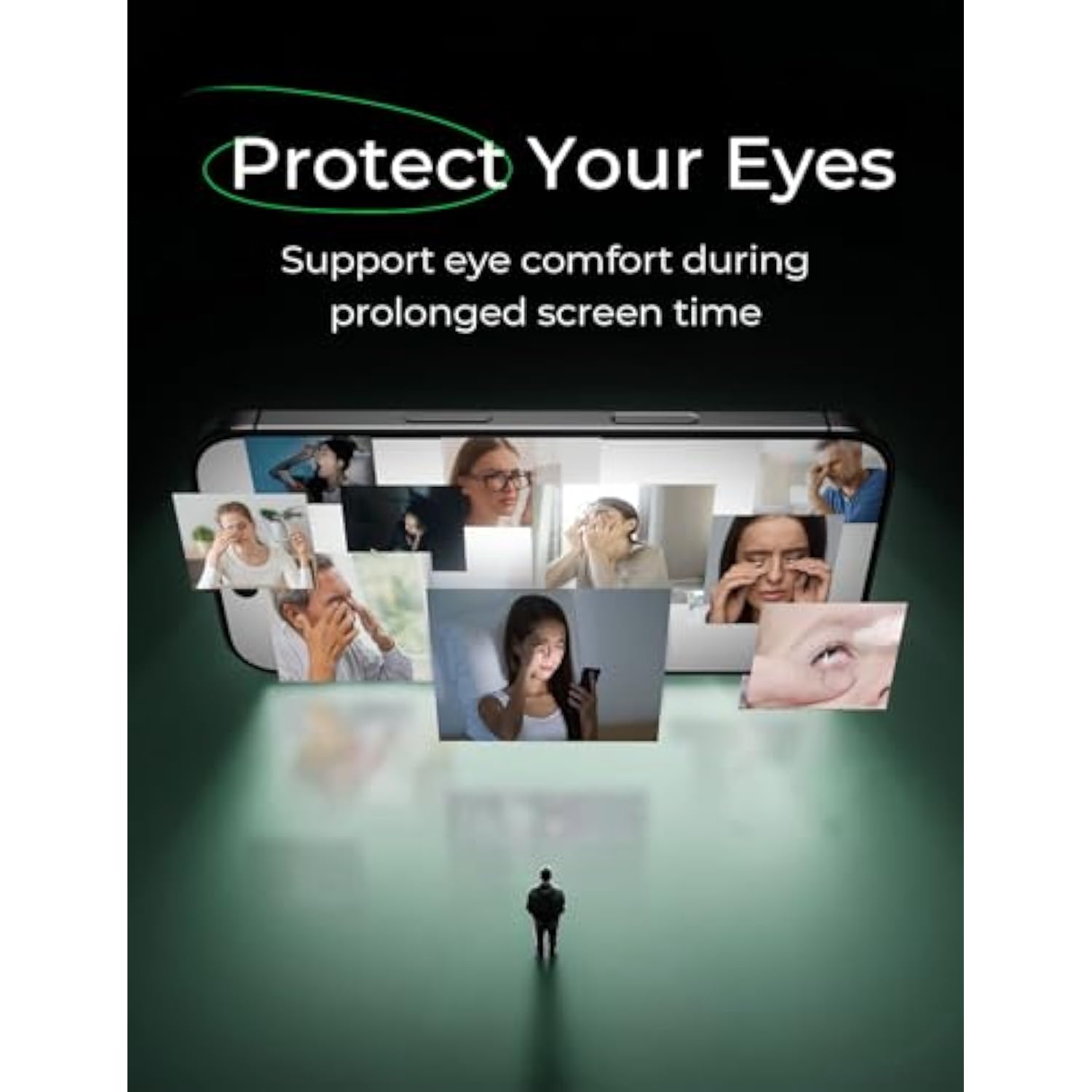 2 Pack For Iphone 16 Pro Max (6.9") Eye Protection Screen Protector, Hd Clear, Auto Dust-Elimination, 9H Tempered Glass & Scratch Resistance, Full Edge Coverage