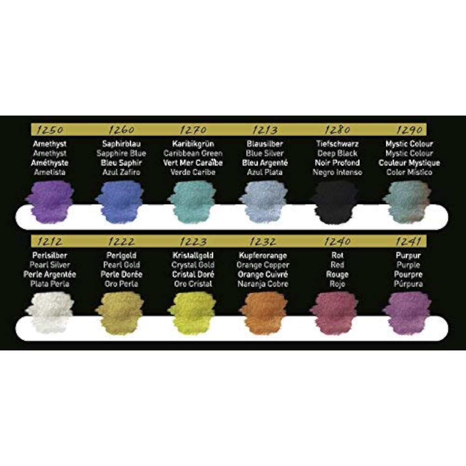 Watercolor Metal Tin, 12-Color Pearlescent Rainbow Set (F1200)