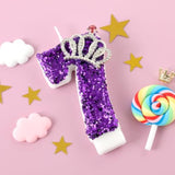 Purple Birthday Candle Crown Number 7 Candles Cake Candle,Purple Birthday Cake Topper Cupcake Decorations Party Decor For Girls And Women Anniversary Celebrations Supplies Favors