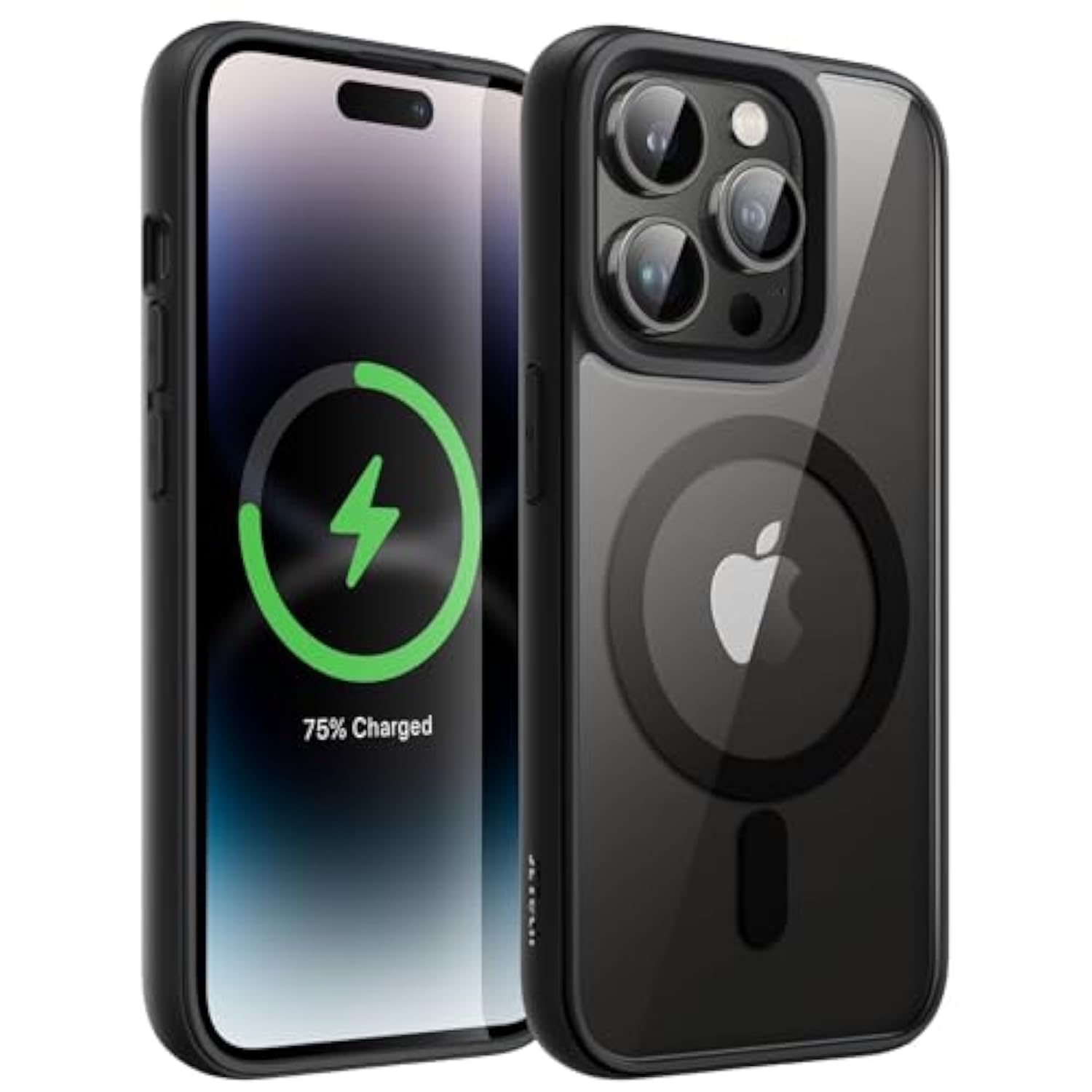 JETech Magnetic Case for iPhone 14 Pro 6.1-Inch Compatible with MagSafe, Shockproof Phone Bumper Cover, Solid Color Matte TPU Frame, Anti-Scratch Clear Back (Space Black)