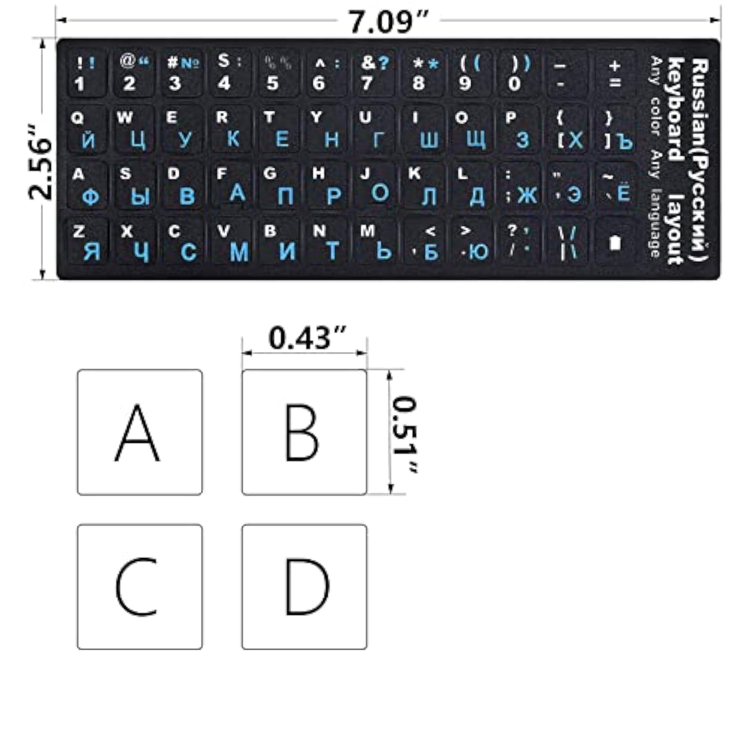 2 Pcs Russian Keyboard Stickers For Pc Computer Mac Laptop Desktop Keyboard, R