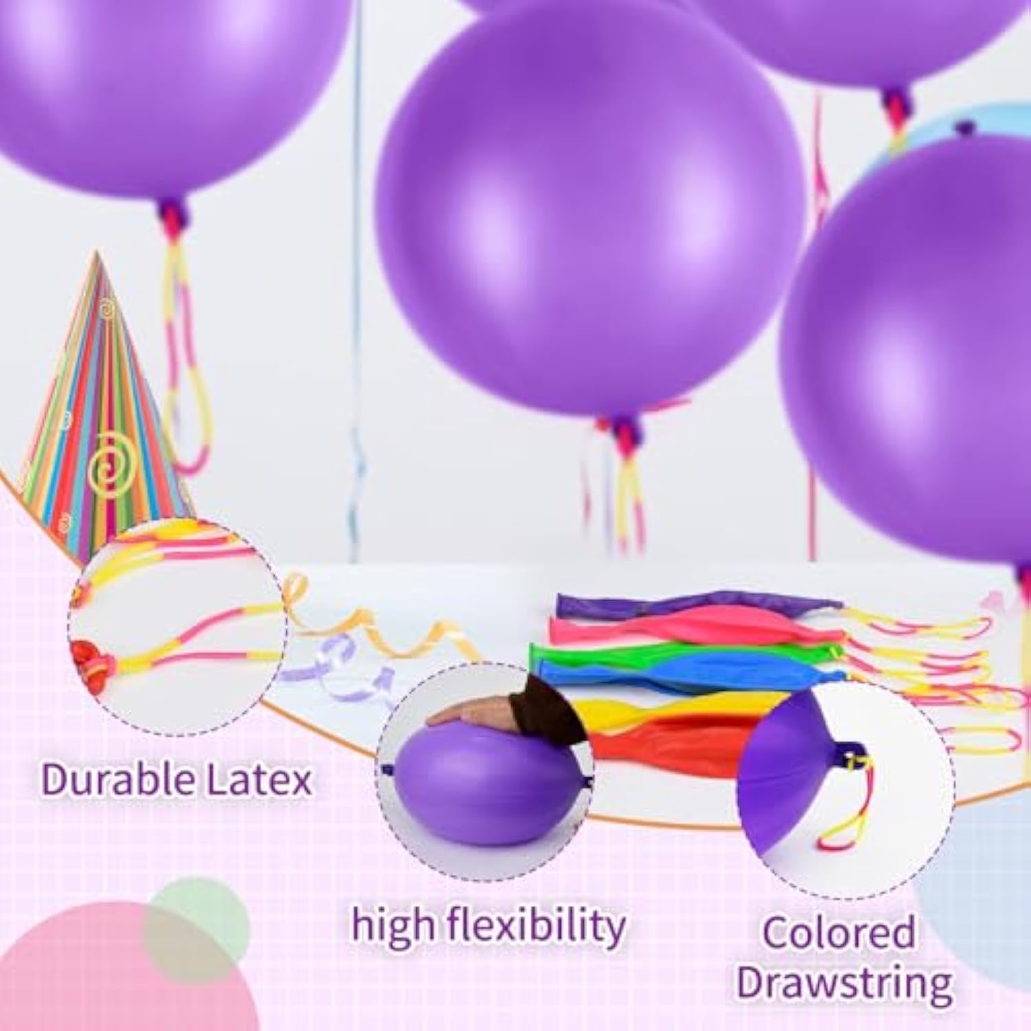 24 Pcs Purple Punch Balloons Bounce With Rubber Band Handle Punching Balloon Heavy Duty For Birthday Party Favors, Kids (Purple)