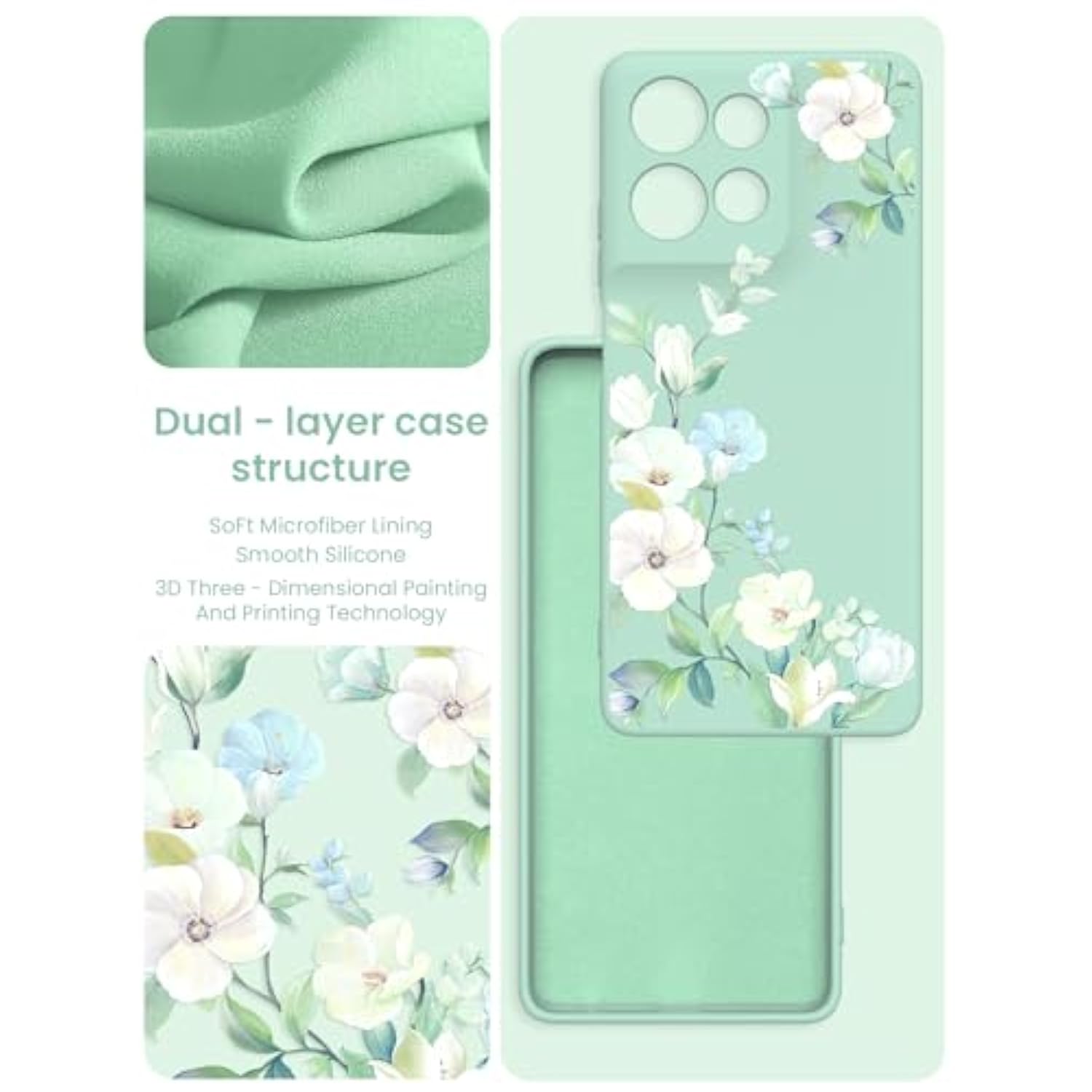 For Motorola Moto G 5G 2025 Case, Girls Women Florals Liquid Silicone Phone Case, Shockproof Anti-Scratch Soft Protection Case With 2X Screen Protectors For Moto G 5G 2025 (Hibiscus)