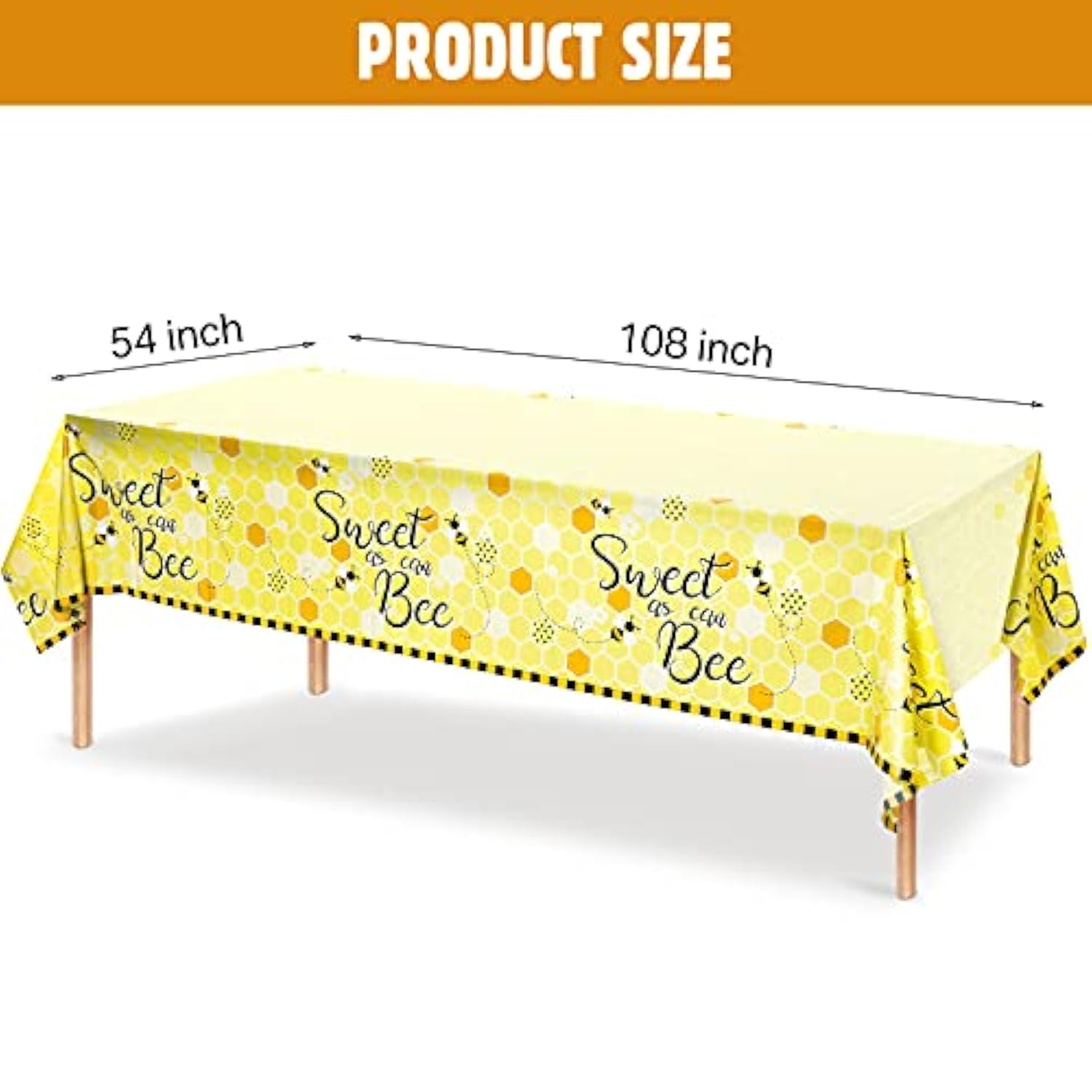 1pcs Sweet as Can Bee Tablecloth – 54"x108" Bee Theme Baby Shower Table Cover