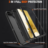 For Samsung Galaxy S22 Case,Galaxy S22 Case With 2Pcs Hd Screen Protector,14 Ft Drop Protection Military Grade 3 In 1 Shockproof/Dustproof/Drop Proof Military Grade Protective Cover For S22 6.1 Black