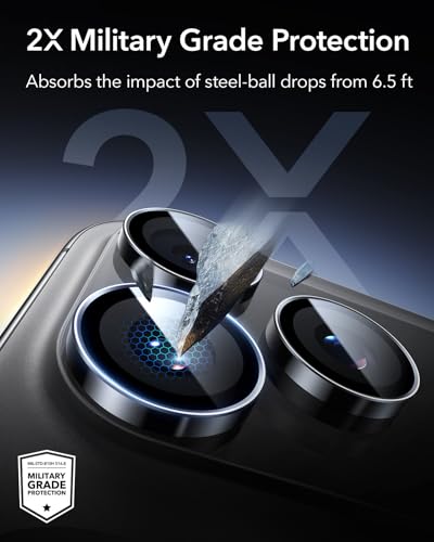Camera Lens Protector For Iphone 17 Pro Max/17 Pro/16 Pro Max/16 Pro/15 Pro Max/15 Pro/14 Pro Max/14 Pro, Ultra-Tough Hd Individual Camera Protectors, Ultra-Thin Tempered Glass, 1 Pack, Black