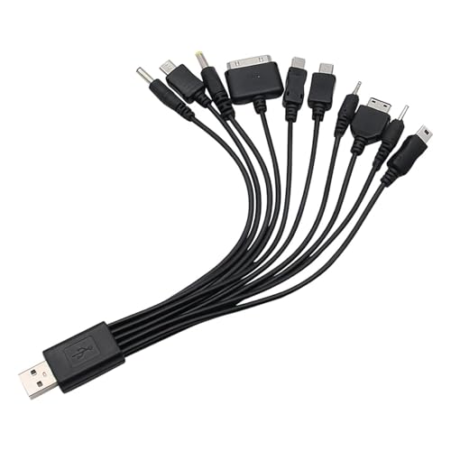 Black 10 in 1 Universal USB Cable, Multiple Universal Charging Cable for Cell Phones Blutooth Earphone Speaker Adapter Cable, 20cm Data Cable USB