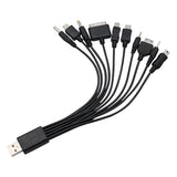 Black 10 in 1 Universal USB Cable, Multiple Universal Charging Cable for Cell Phones Blutooth Earphone Speaker Adapter Cable, 20cm Data Cable USB