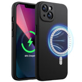JETech Magnetic Silicone Case for iPhone 13 6.1-Inch, Compatible with MagSafe, Silky-Soft Touch Phone Cover with Camera Lens Full Protection (Black)