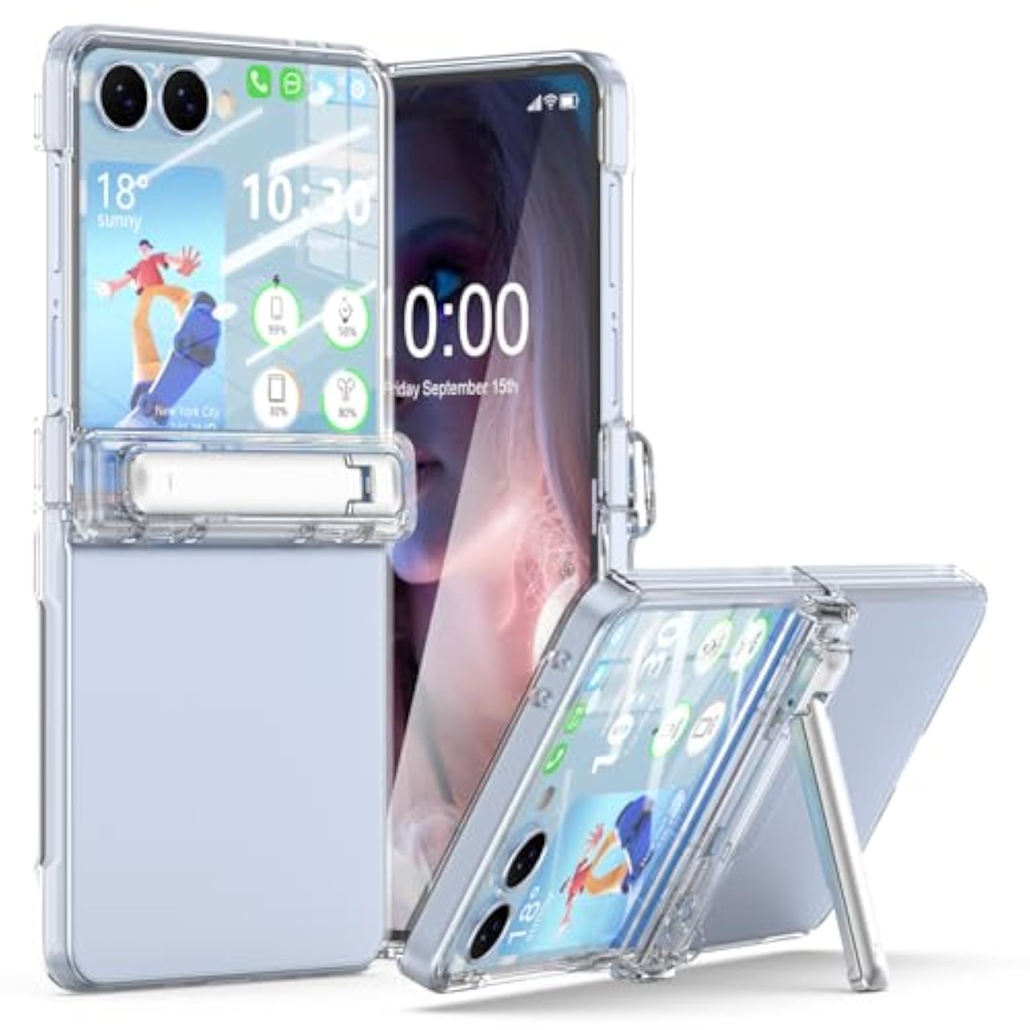 Designed For Samsung Galaxy Z Flip 7 Case With Hinge Protection & Foldable Kickstand (Built-In Screen Protector) Protective Phone Case Clear Cover For Z Flip 7 5G (Crystal)