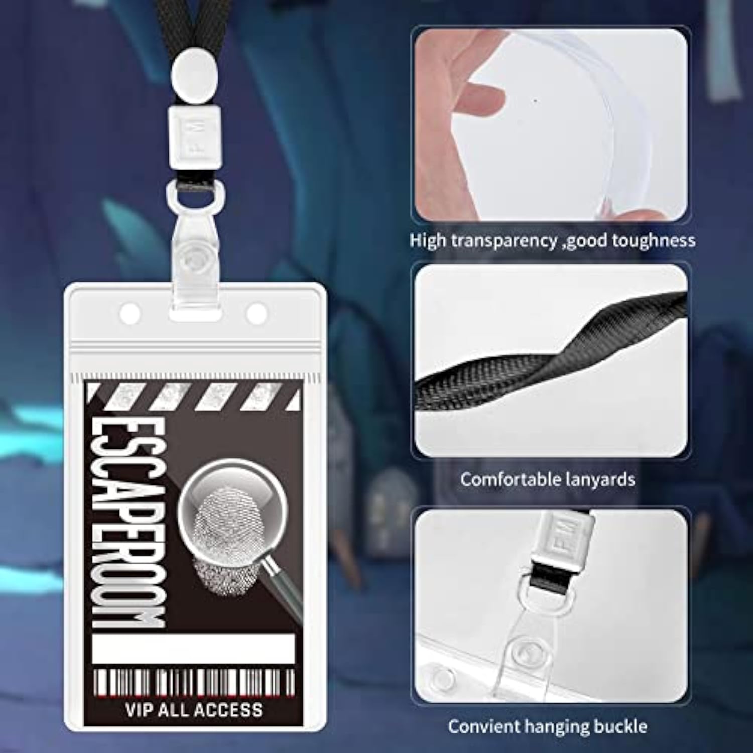 Top Secret Party Favors Escape Room Mystery Id Pass Set, 10 Pieces, Pvc Material, 2.1 X 3.3 Inch