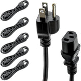 Ul Approved 6Ft Universal Power Cord (5 Pack) - Iec C13 To Nema 5-15P Computer Monitor Cable For It Departments, Data Centers & Bulk Purchasing - 18Awg 10A 125V