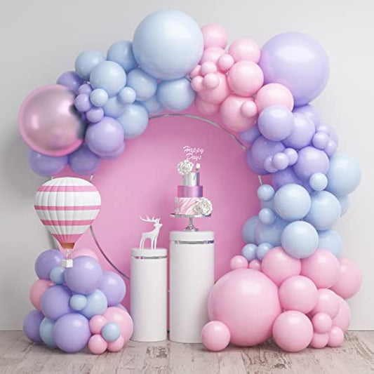Pink Blue Balloon Arch Kit With Macaron Purple, Blue & Purple Party Balloons For Birthday, Wedding, Baby Shower Decorations