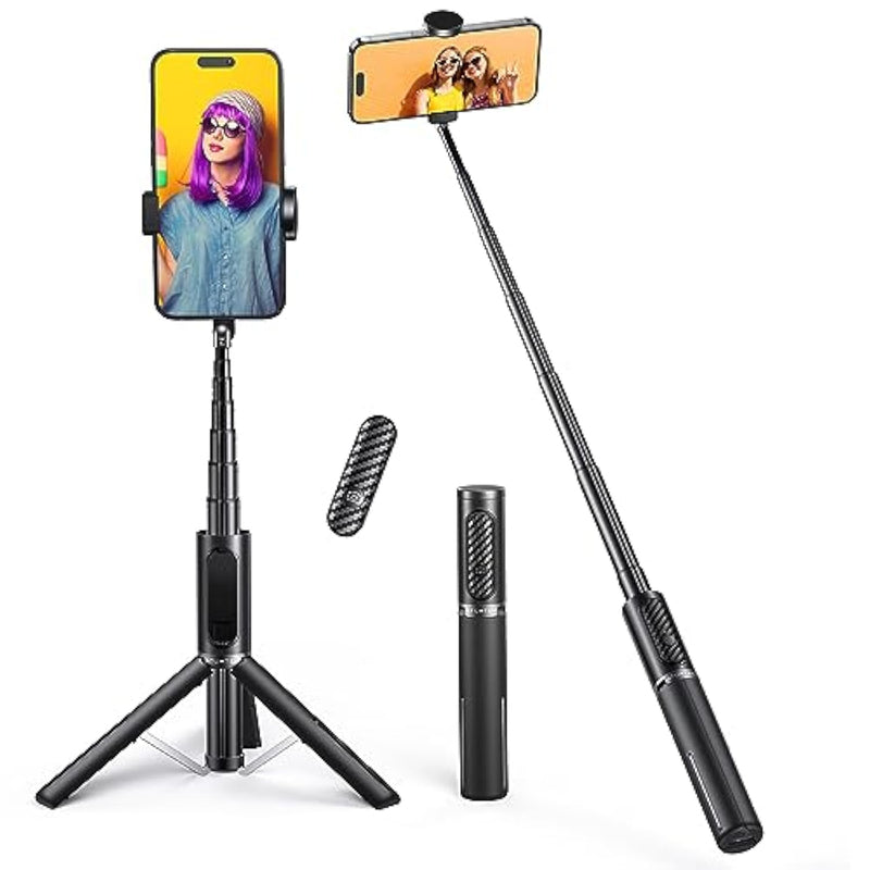 Selfie Stick Tripod, Extendable 3 In 1 Aluminum Bluetooth Selfie Stick With Wireless Remote And Tripod Stand For Iphone 16/15/14/13/12/11 Pro Max/Xs Max/Xs/Xr/X/8/7, Samsung Smartphones Black
