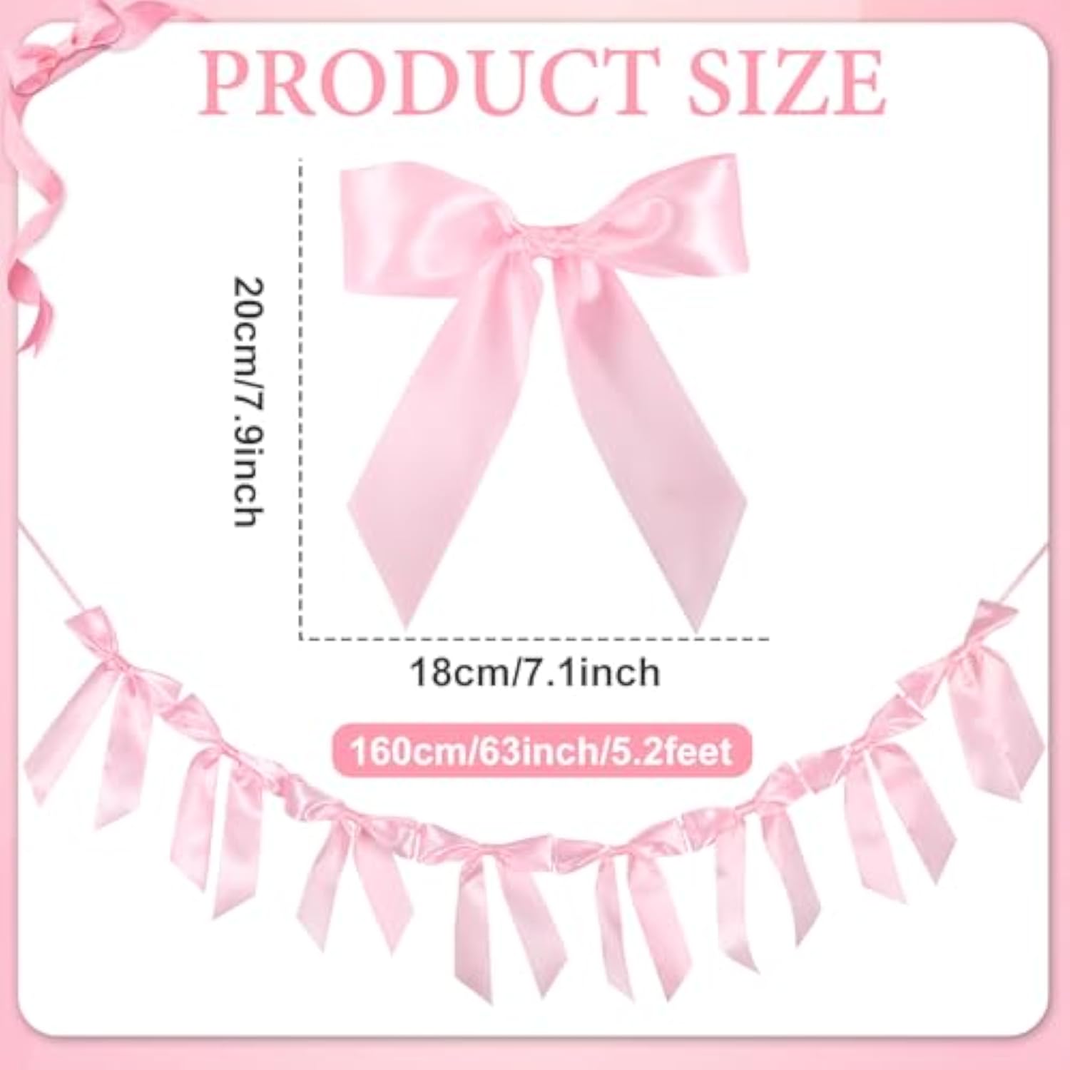 Pink Bow Garland Banner For Bachelorette Party Decorations Pink Bowknot Hanging Garland Banner Coquette Birthday Party Supplies For Wedding Bridal Shower Engagement Baby Shower Favors