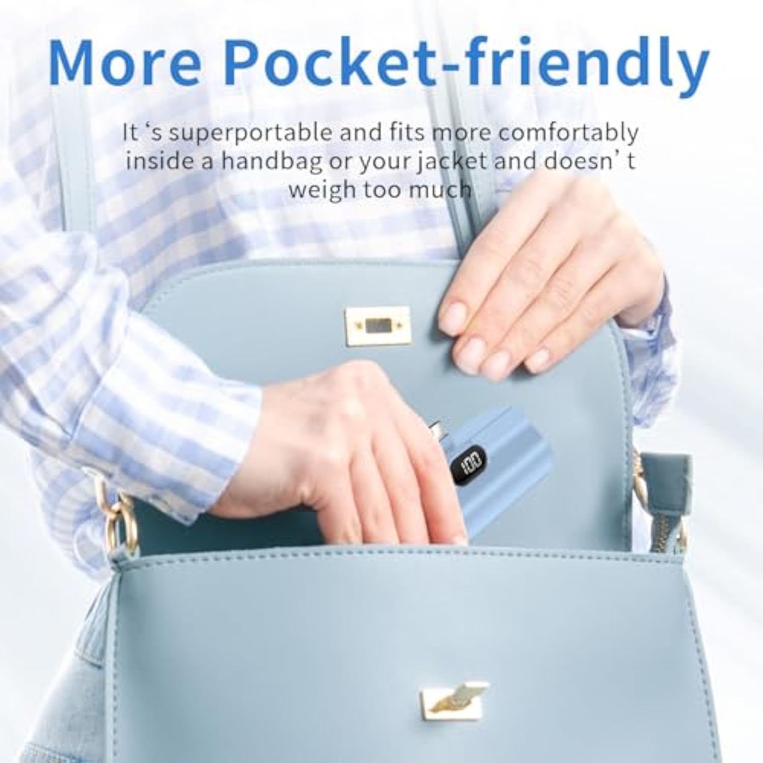 Portable Charger Usb C, 2-Pack Small Portable Charger With 5000Mah, For Mini Power Bank Built-In 22.5W, Works With Iphone 16,15 Series, Samsung, Google, Moto, Lg, Android Phones, Blue