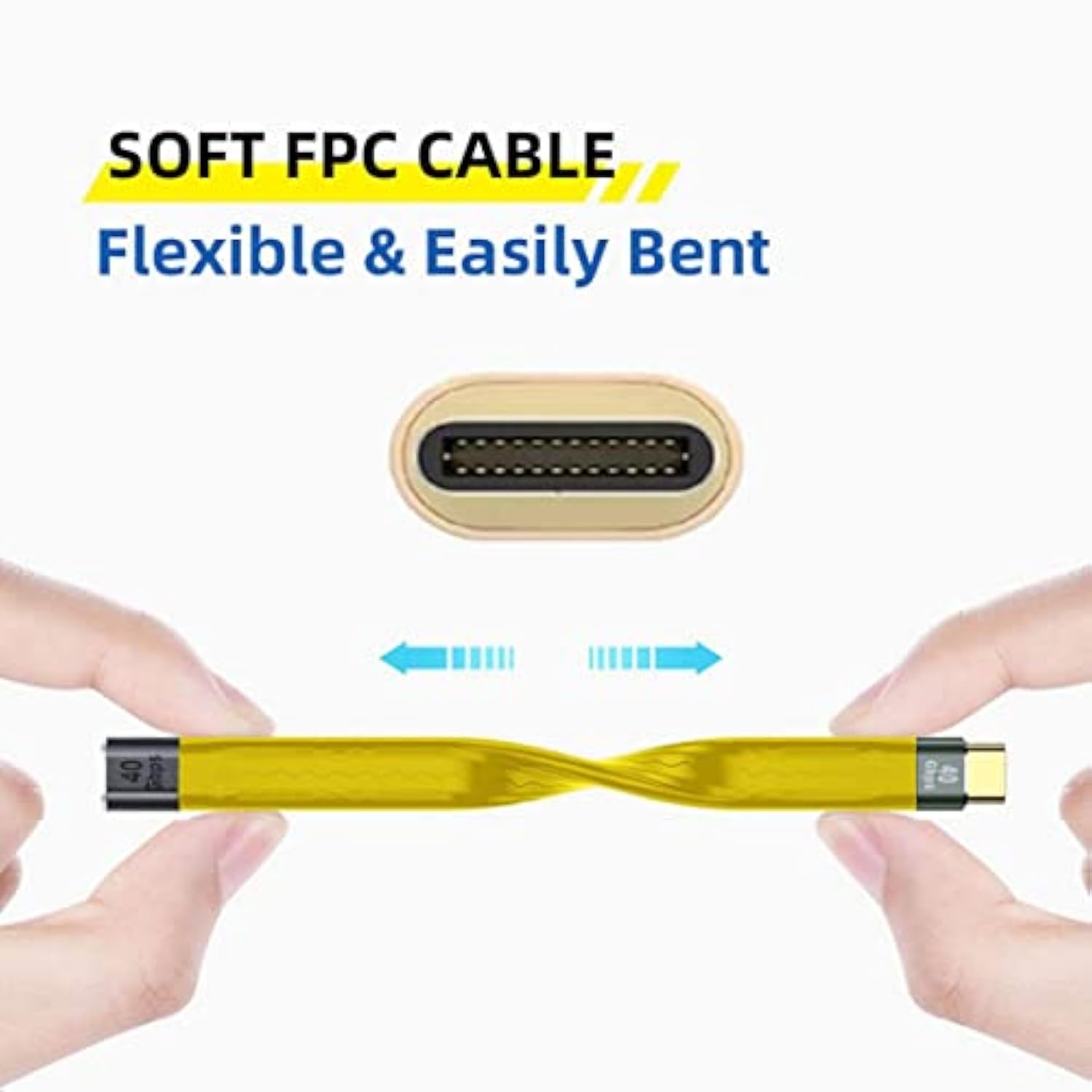 Cy Usb C To Usb C Cable,Usb C Usb4 Extension Cable Slim Flat Male To Female 40