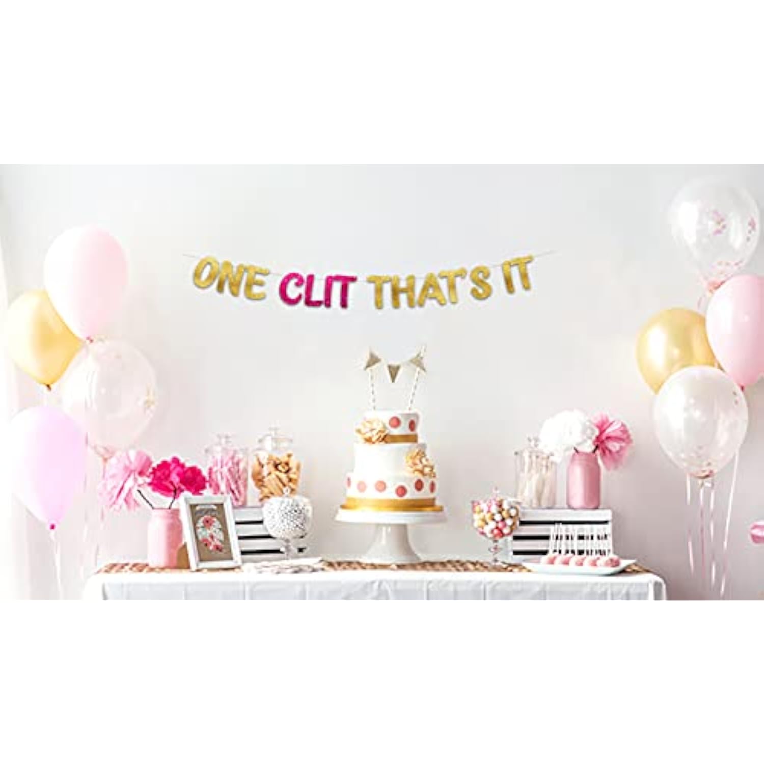 Bachelor Party Glitter Banner Red Black Pink Fabric 5ft