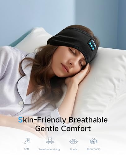 Sleep Headphones Bluetooth 5.4, Sleep Headphones With Ultra-Thin Stereo Speakers For Side Sleepers, Long-Lasting Battery Life & Stable Connection, Sweat Resistant Sport For Workout