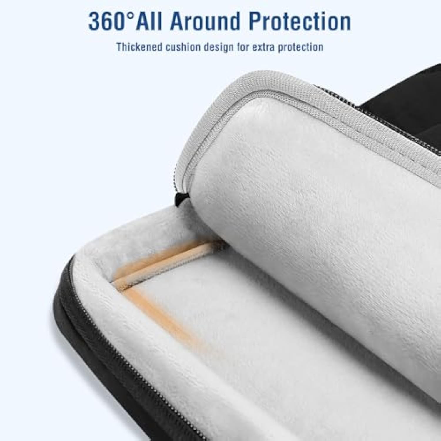 MOSISO 360 Protective Laptop Case 13.3 inch, 13-14 inch Puffy Laptop Sleeve Compatible with MacBook Air 13 13.6/Pro 13/14, HP Dell Acer ASUS, Gourd Shaped Quilted Bag with Pockets&Handle&Belt, Black