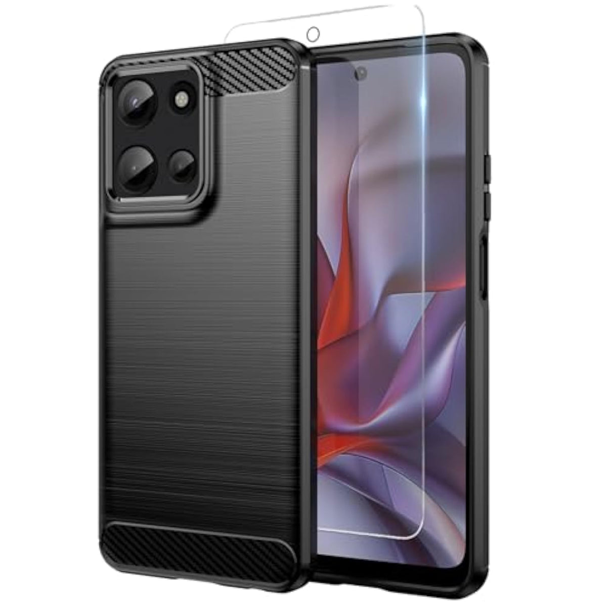 For Motog2025 Case: With Screen Protector Shockabsorption Flexible Tpu Rubber Protective Cover For Moto G Play 2025 Case(Black)