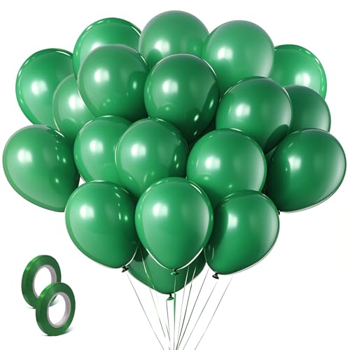 Green Balloons Dark Green Birthday Decorations 100 Pack 12 inch Round Party Balloons for Dark Green Themed Graduation Anniversary Christmas Birthday Party St Patricks Day Backdrop Decorations