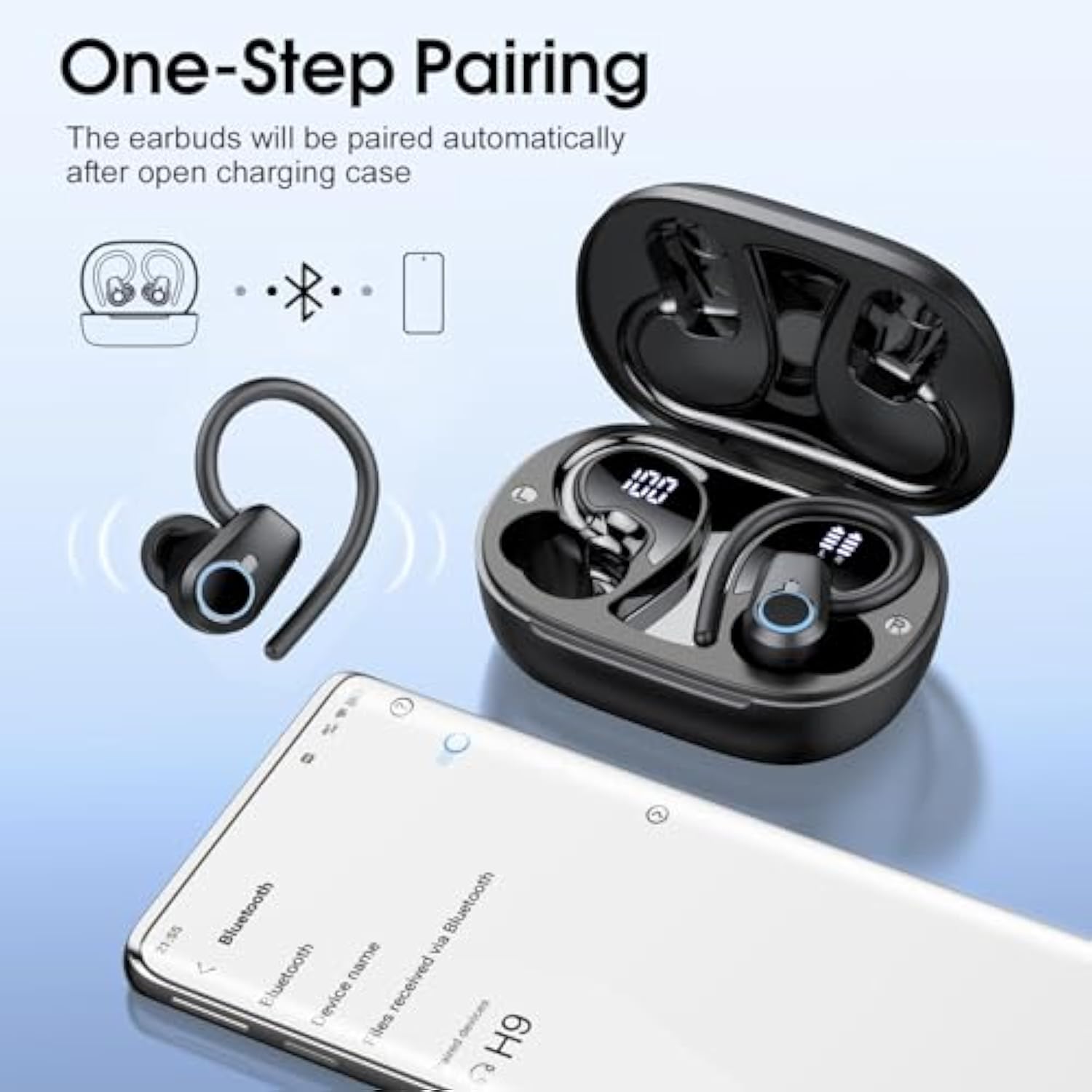 Wireless Earbuds, 2023 Bluetooth Headphones 5.3 Sport, 50H Ear Buds With Earho