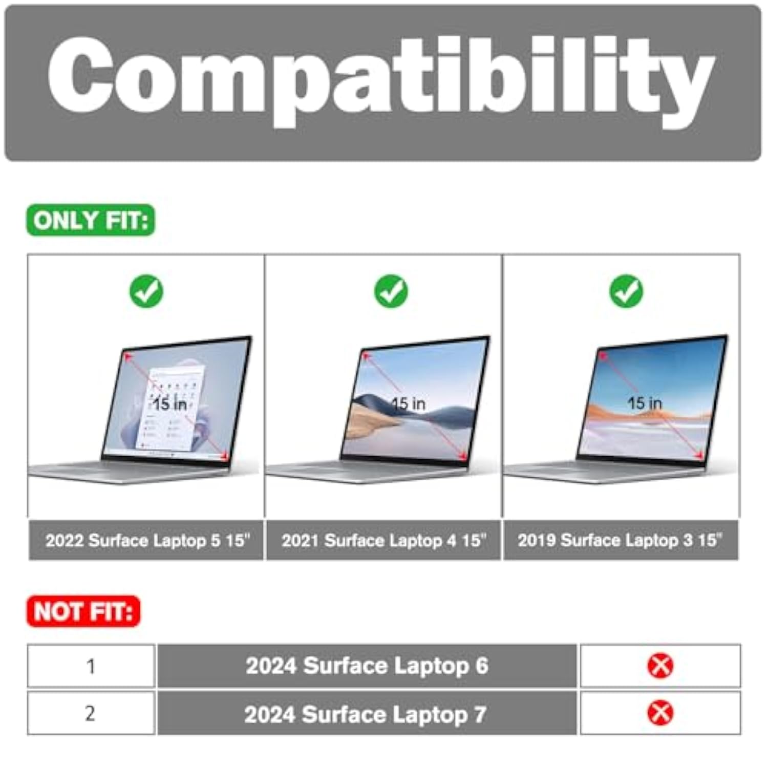 ProCase Protective Case for 15 Inch Surface Laptop 5/4/3, Heavy Duty Slim Hard Shell Cover with Foldable Kickstands for 15" Laptop 2022 2021 2019 Old Version -Grey
