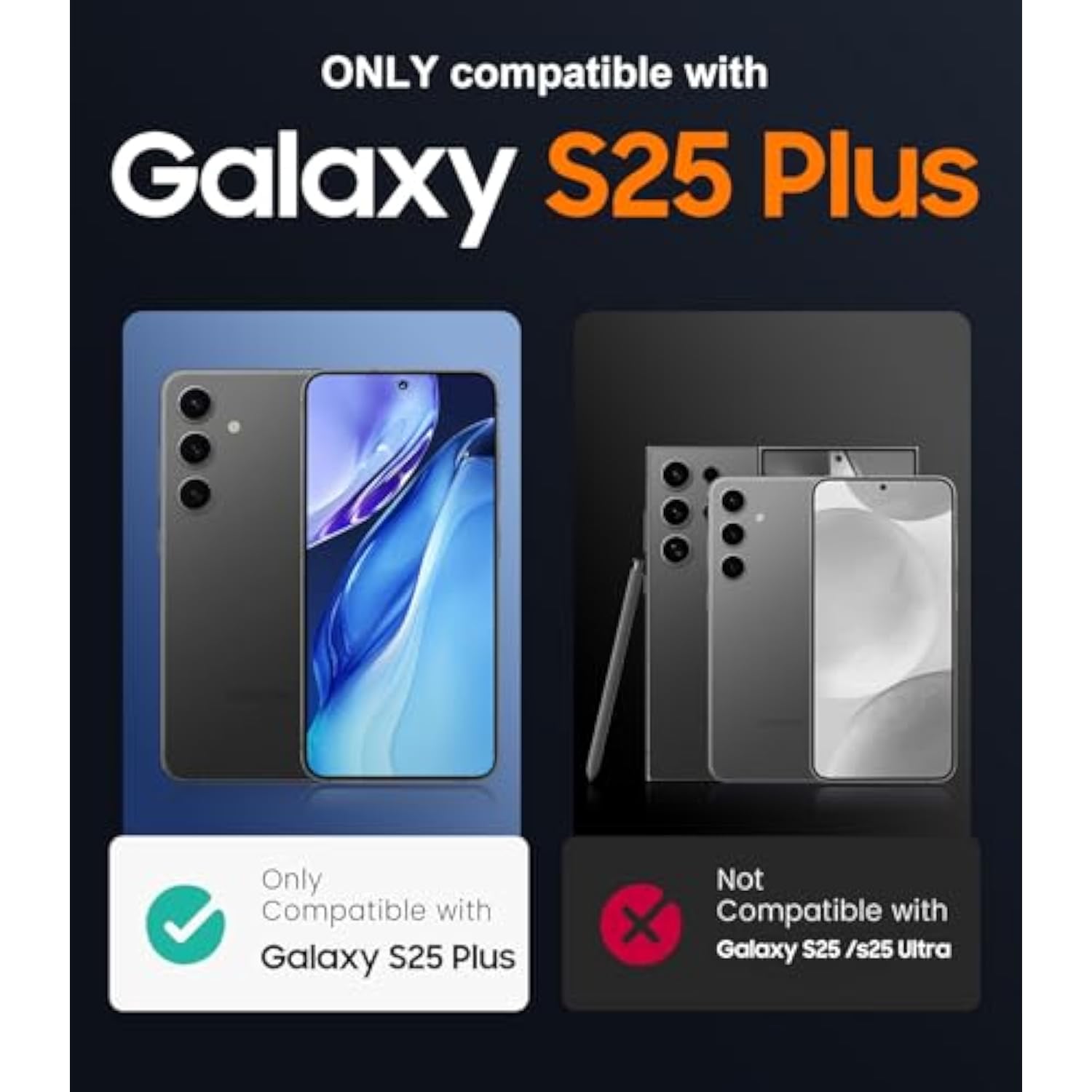Samsung Galaxy S25 Plus Waterproof Case, Shockproof, Lens & Screen Protector, Black