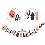Happy Halloween Banners Decorations with Bat Signs and Wreaths for Party Decor