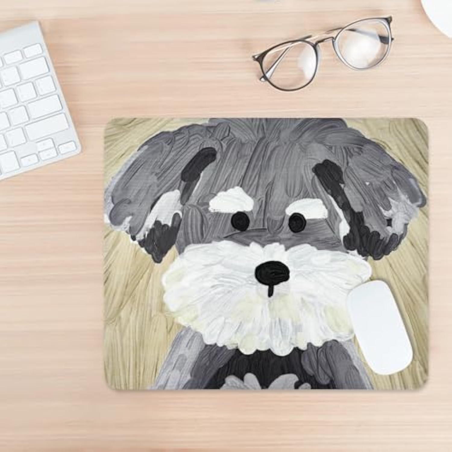 Dog Mouse Pad Cute Mousepad Big Mouse Pads For Computers Laptop Desk Accessories Gaming Mouse Pad, Portable Office Non-Slip Rubber Base Wireless Anime Mouse Pad, 11.8"X9.8"X0.2" Inch (Schnauzer)
