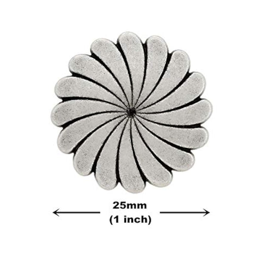 10 Pieces Rotating Flower Metal Shank Buttons. 25Mm (1 Inch) (Antique