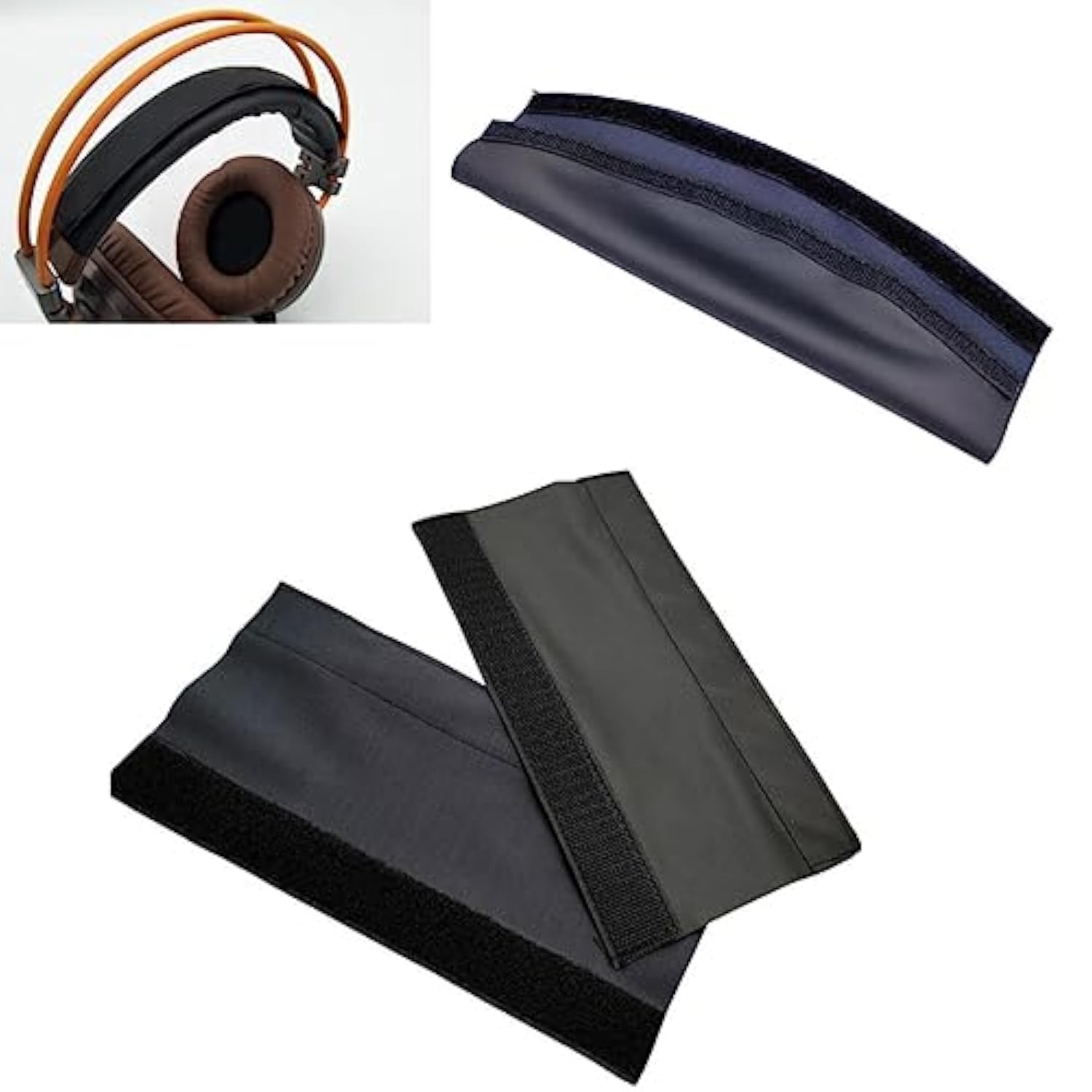 2 Pack Over Ear Headphones Headband Cover Replacement Universal Pu Leather Sweat Headband Protector Sleeve Protective Covers For Diaphragm Headphone Studio Monitor Headphones On-Ear Headset